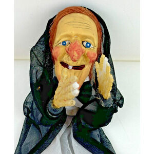 Vintage Witch with hands Crawling Hanging Graveyard Head and hands Snaggly Tooth